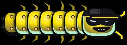 Bouncer: a studded yellow worm with a snapback, shades and a gold tooth