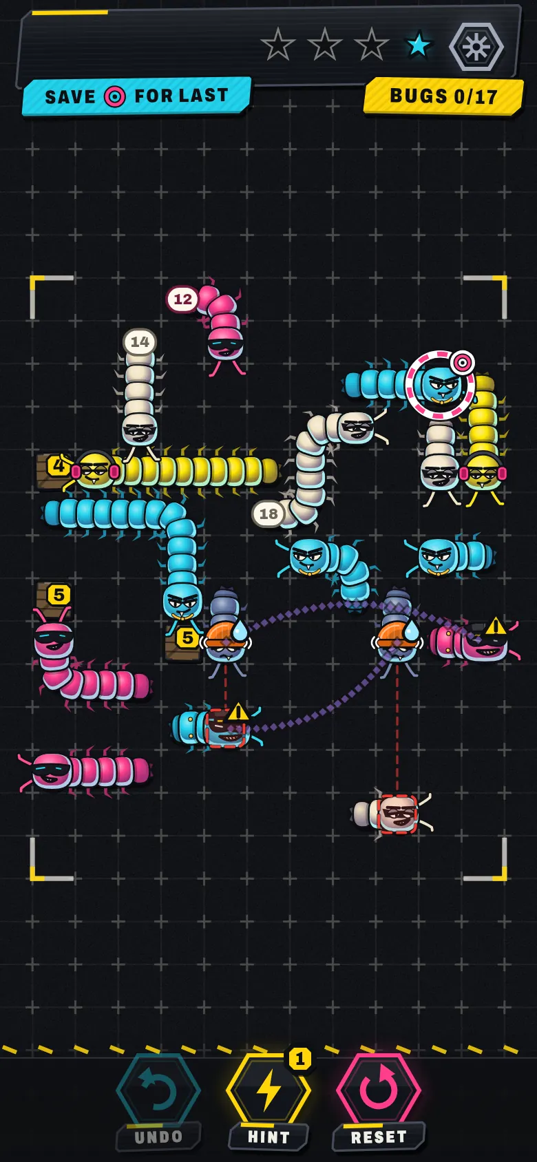 A full level before the first tap, with a SAVE FOR LAST goal