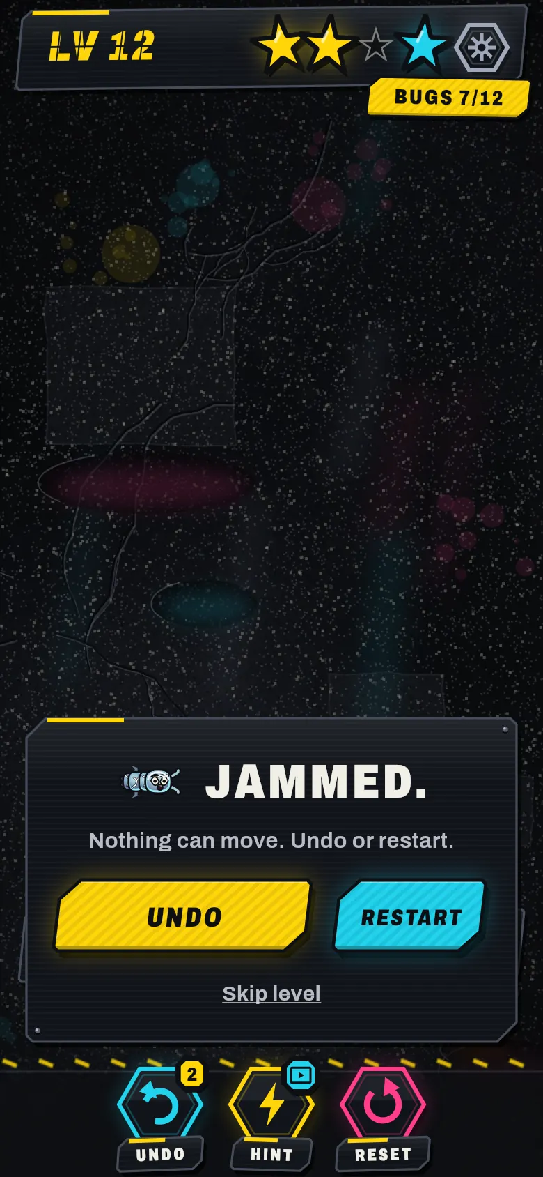 Jammed card: nothing can move, undo or restart